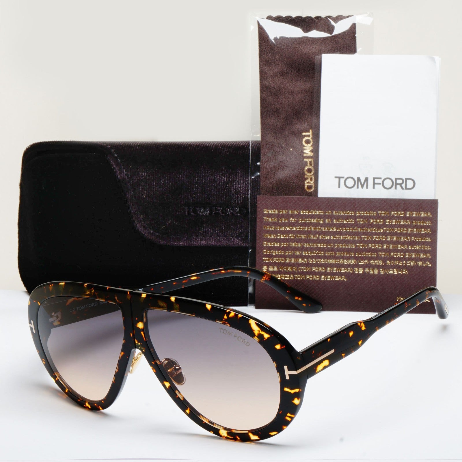Tom Ford Sunglasses Troy Pilot Brown Tortoise Grey FT0836 TF 836 52B 61mm