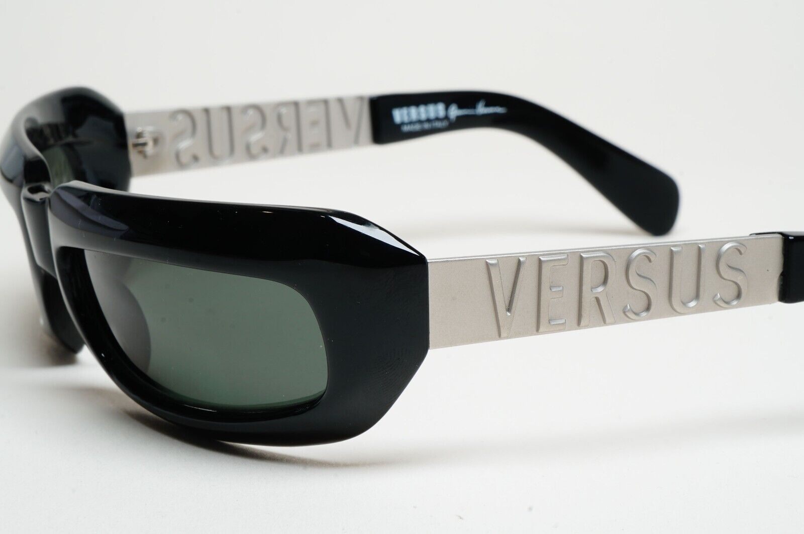 Versus Sunglasses 1996 by Gianni Versace Vintage Black Silver MOD E48/A COL 681