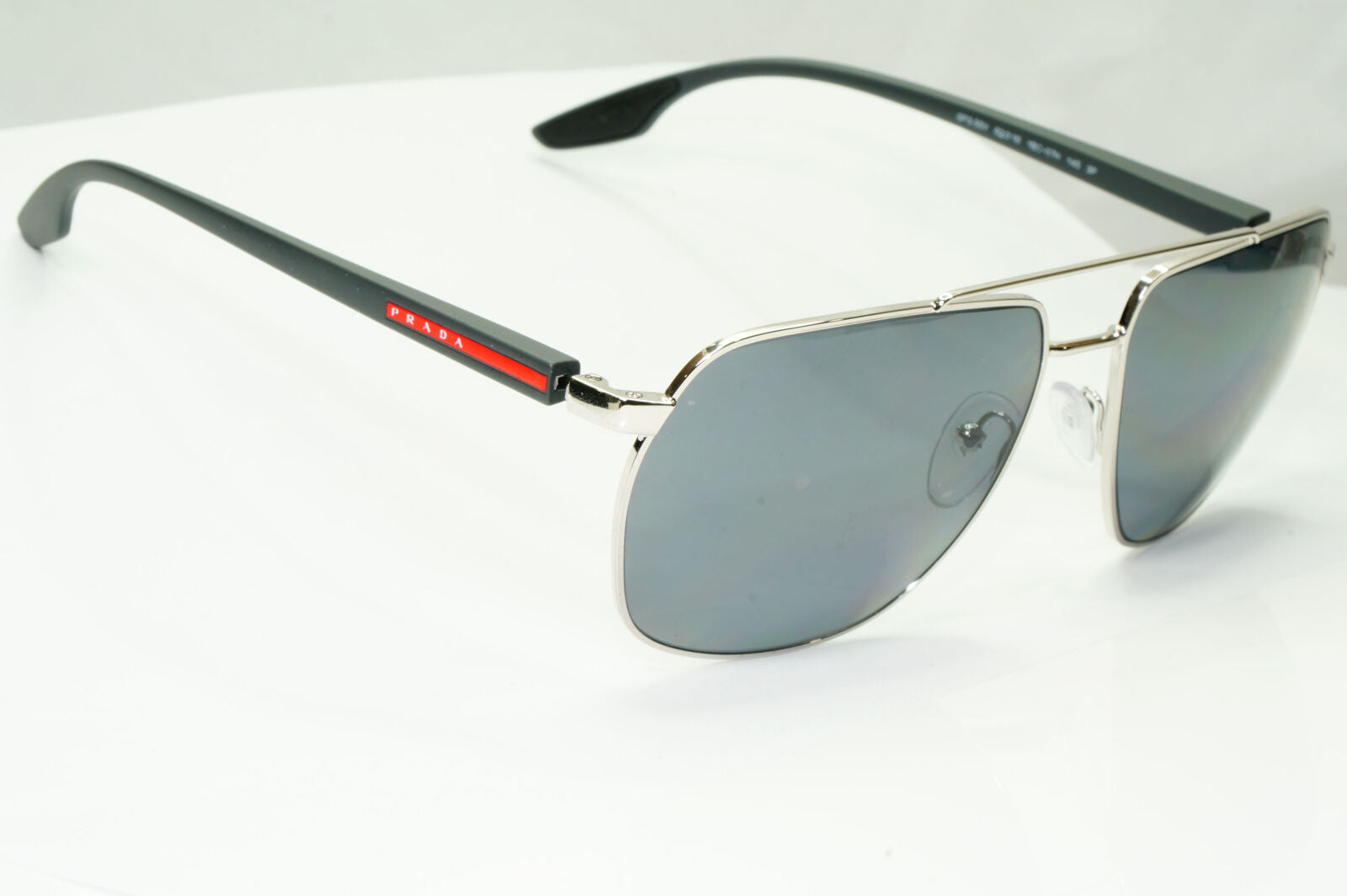 Prada Polarized Sunglasses Silver Mirror Square Metal 62mm PS55VS SPS 55V 1BC07H