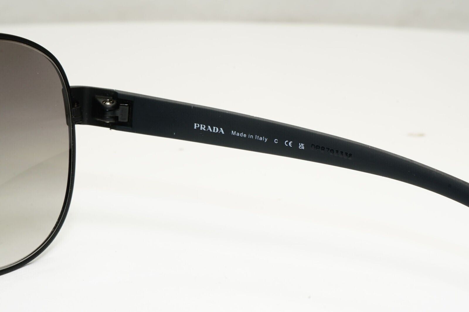 Prada Black Sunglasses Pilot Grey Gradient Rubber PS55QS SPR 55Q DG0-0A7 061223