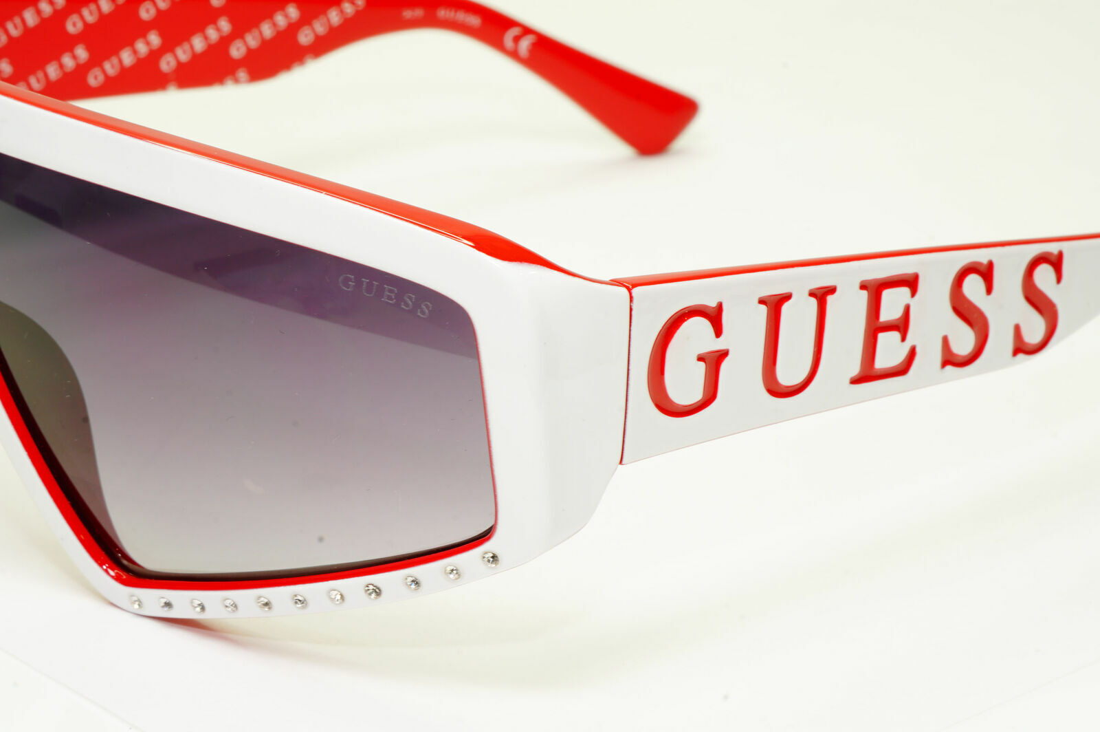 Guess Sunglasses Shield Visor Mens Womens  White Red Grey GU 7695-S 21B Blogger