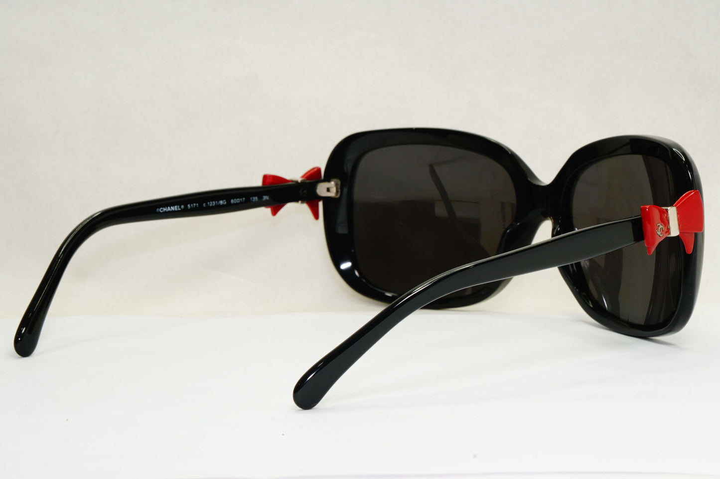 Chanel Sunglasses Bows 2011 Black Red Square Vintage 5171 c.1231/8G 180224