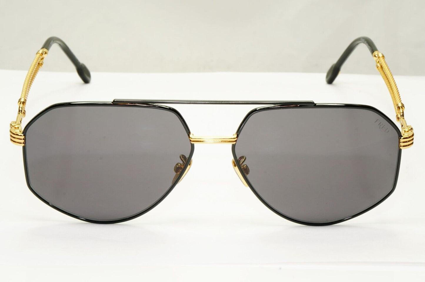 Fred Sunglasses Pilot Gold Black Square Cable Twist Metal FG40030U 01A Force 10