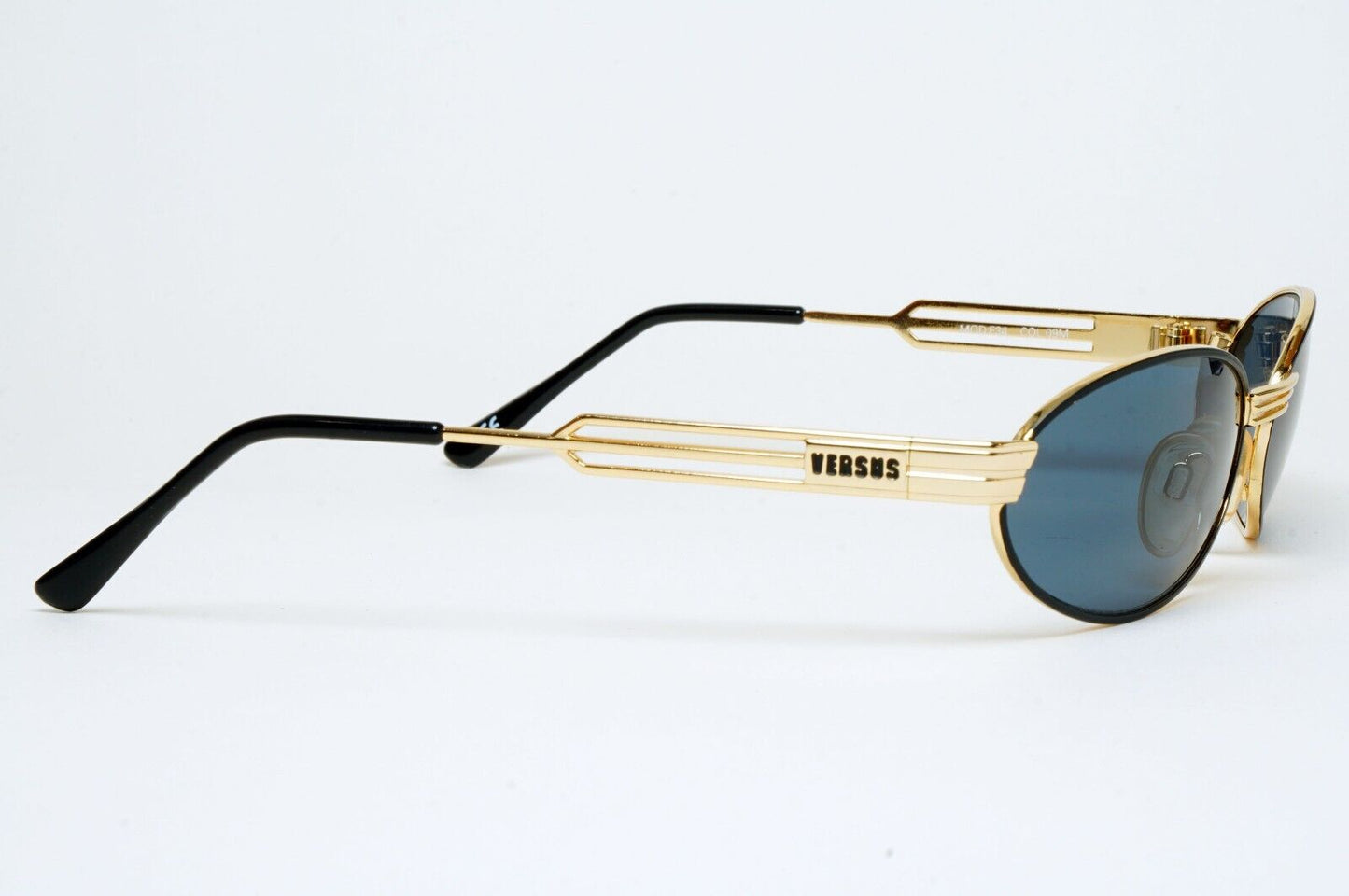 Versus Sunglasses 1996 by Gianni Versace Vintage Gold Oval Grey MOD F34 COL 09M