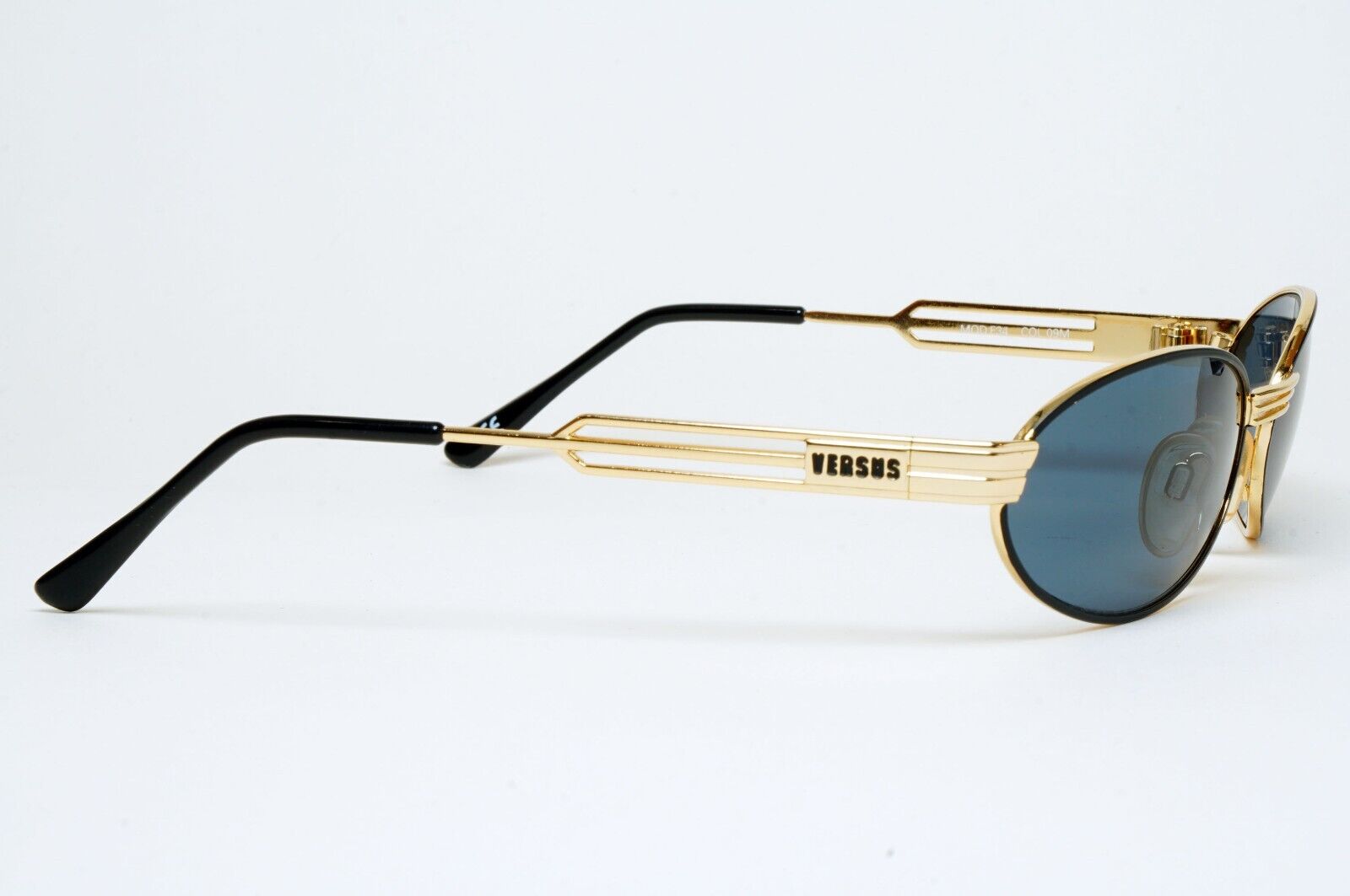 Versus Sunglasses 1996 by Gianni Versace Vintage Gold Oval Grey MOD F34 COL 09M