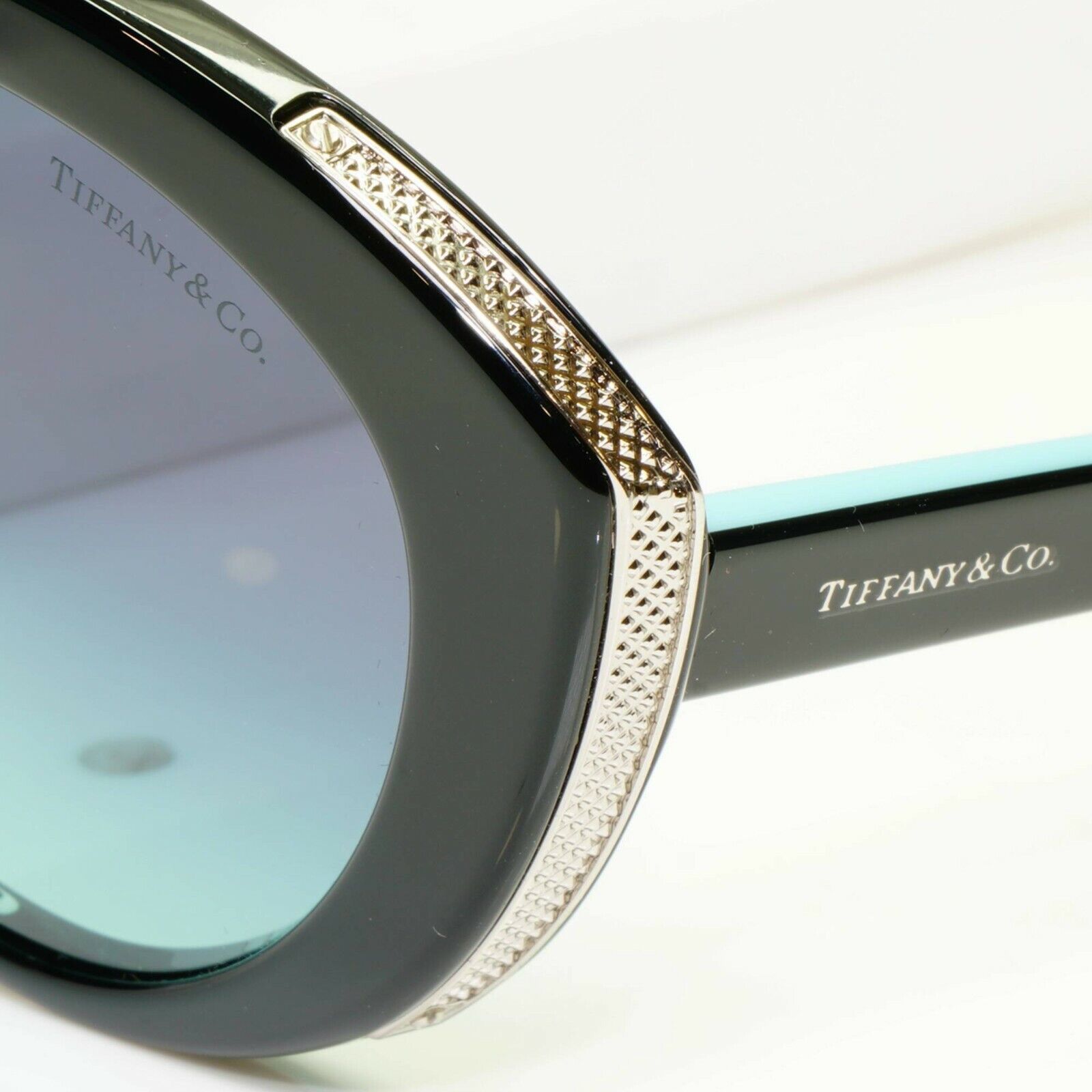 Tiffany & Co Blue Black Gradient Sunglasses Silver Diamond Point TF 4151 8001/9S