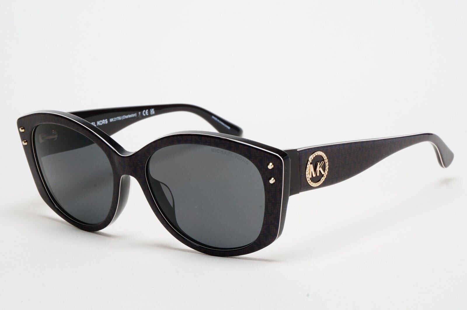 Michael Kors Sunglasses Black Gold Monogram Square MK 2175U Charleston 3500/87