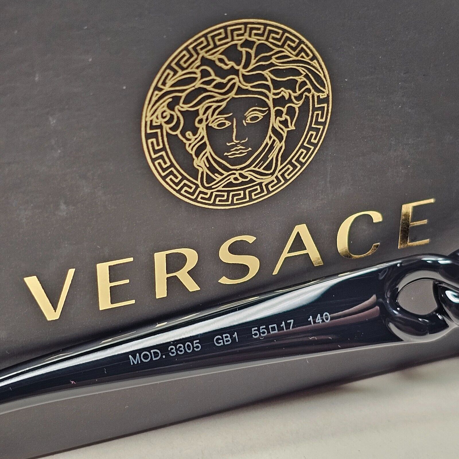 Versace Sunglasses Black Gold Medusa Chain Cat Eye MOD VE 3305 GB1 55mm