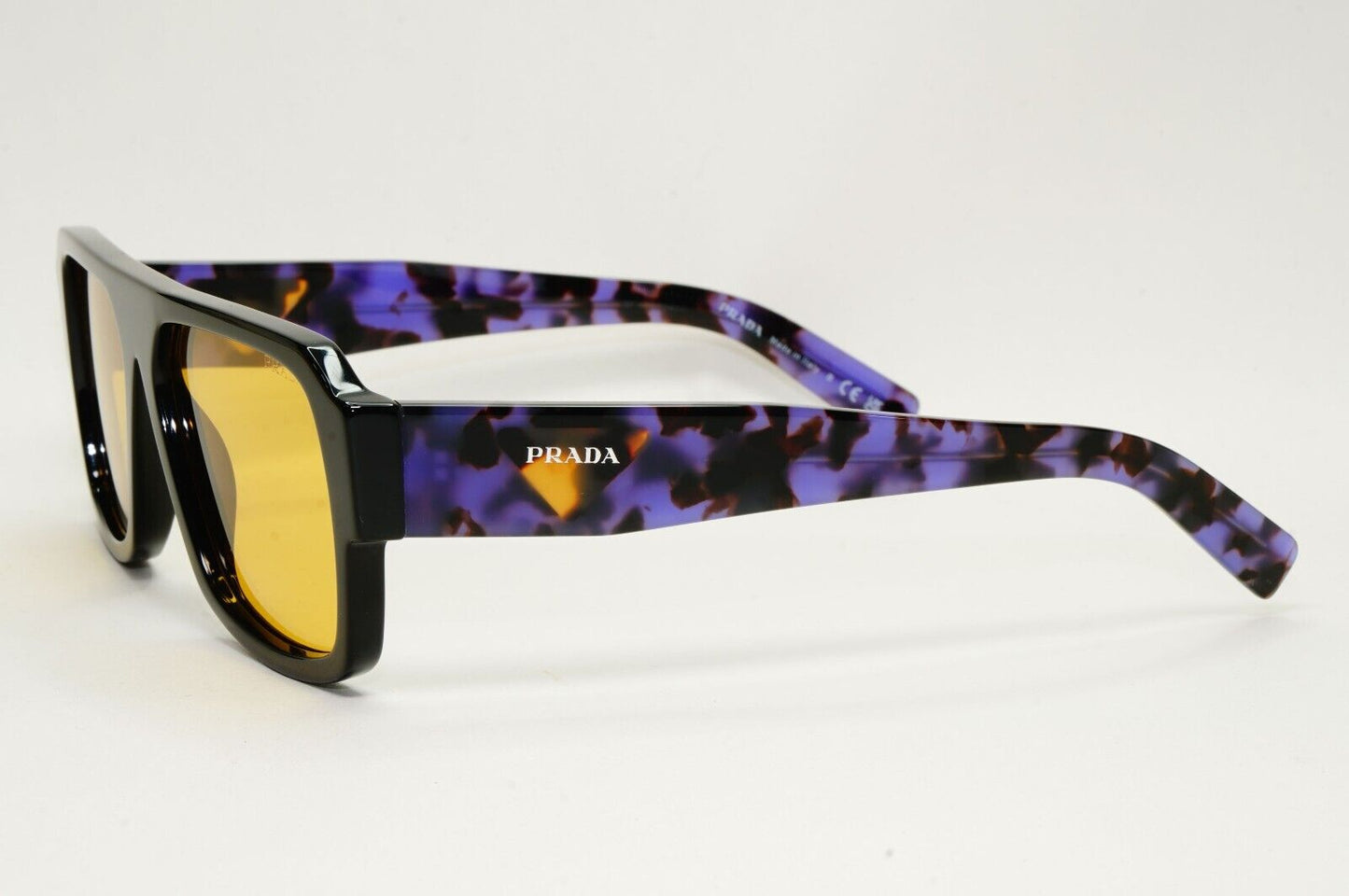 Prada Sunglasses Symbole Square Black Yellow Violet Marble PR22YS SPR 22Y 1AB0B7