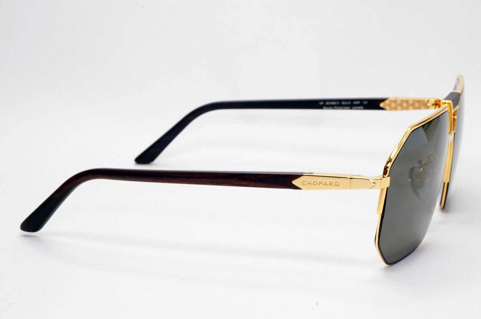 Chopard Sunglasses Gold Wood Polarised Pilot Navigator Grey SCH G61V 400P