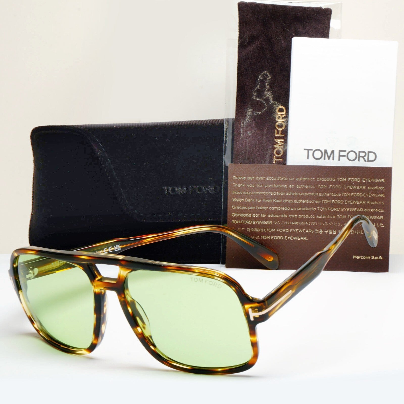 Tom Ford Sunglasses Falconer-02 Navigator Square Brown Green FT0884 TF 884 52N