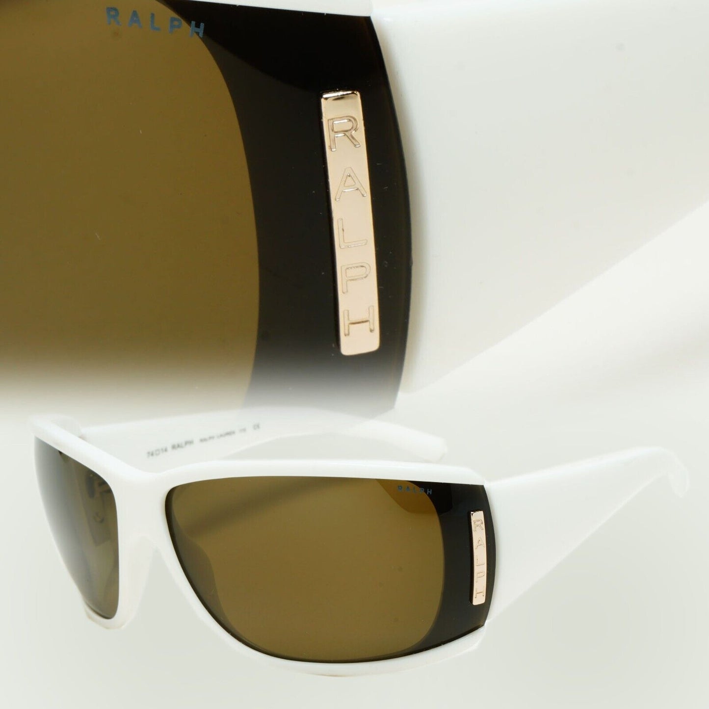 Ralph Lauren Sunglasses 2006 Vintage White Brown Wrap Unisex 7593/S 0VK6 211124