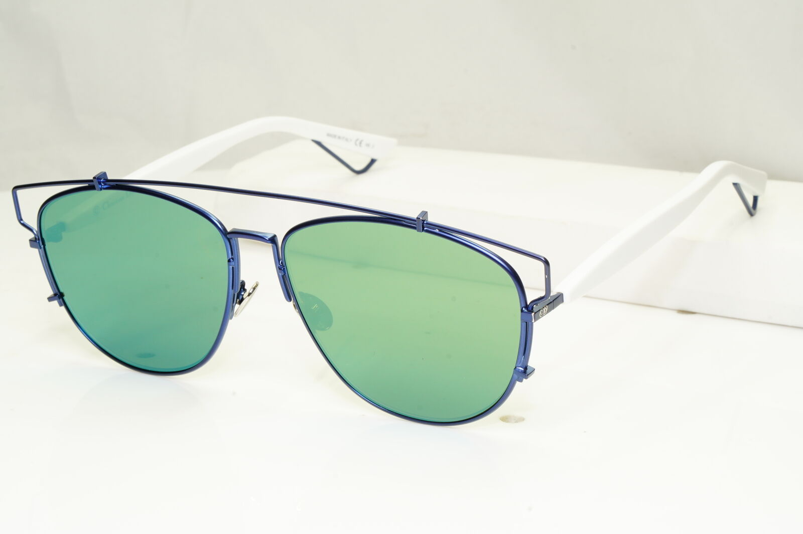 Authentic Dior Womens Sunglasses Flat Green Blue White Mirror Technologic TVCAF