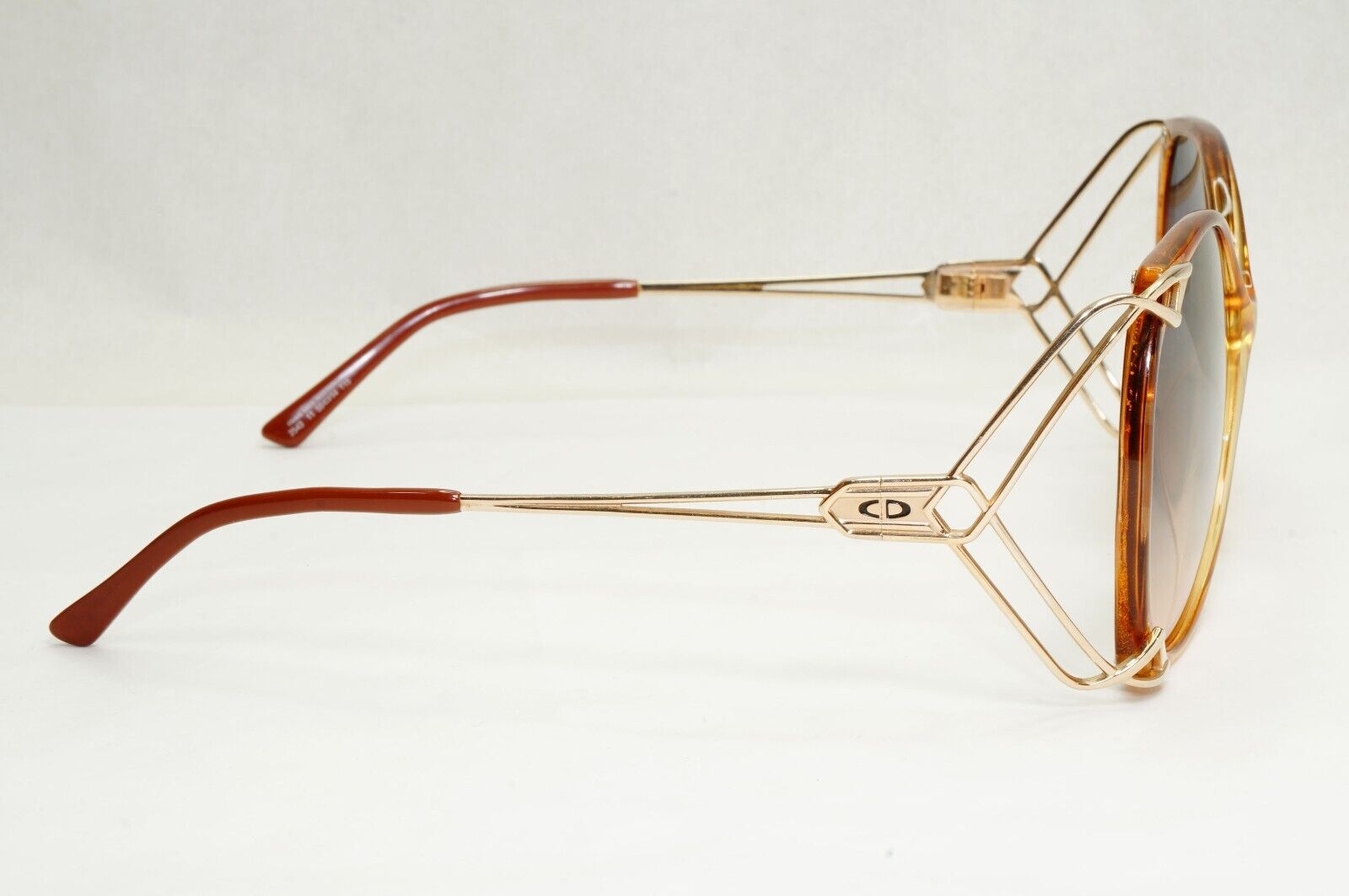 Dior Sunglasses 1990s Vintage Germany Gold Brown Grey Square 2543 11 55mm 270324