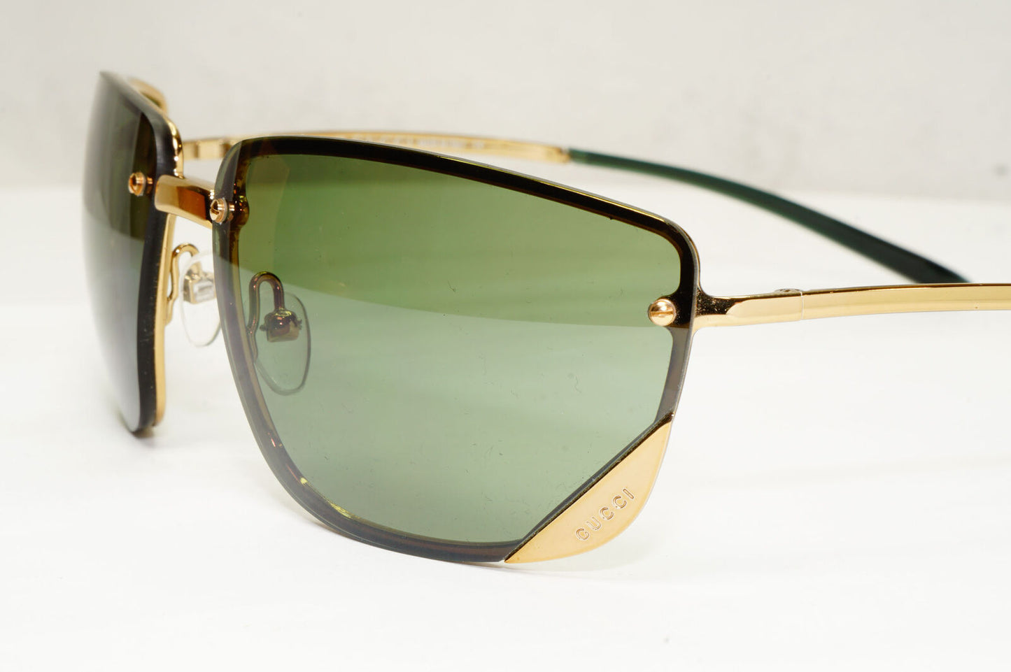 Gucci Sunglasses 1998 Vintage Wrap Gold Green Retro GG 1692/S 577IA 280323