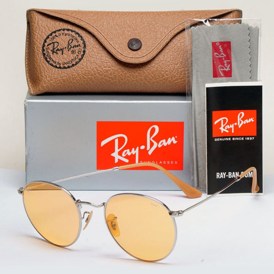Ray-Ban Sunglasses Evolve Photochromic Silver Yellow Round Metal RB 3447 9065/V9