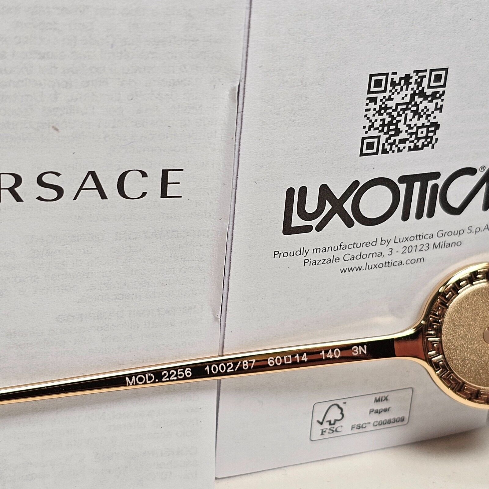 Versace Sunglasses Gold Medusa Metal Black Square Large MOD VE 2256 1002/87 60mm