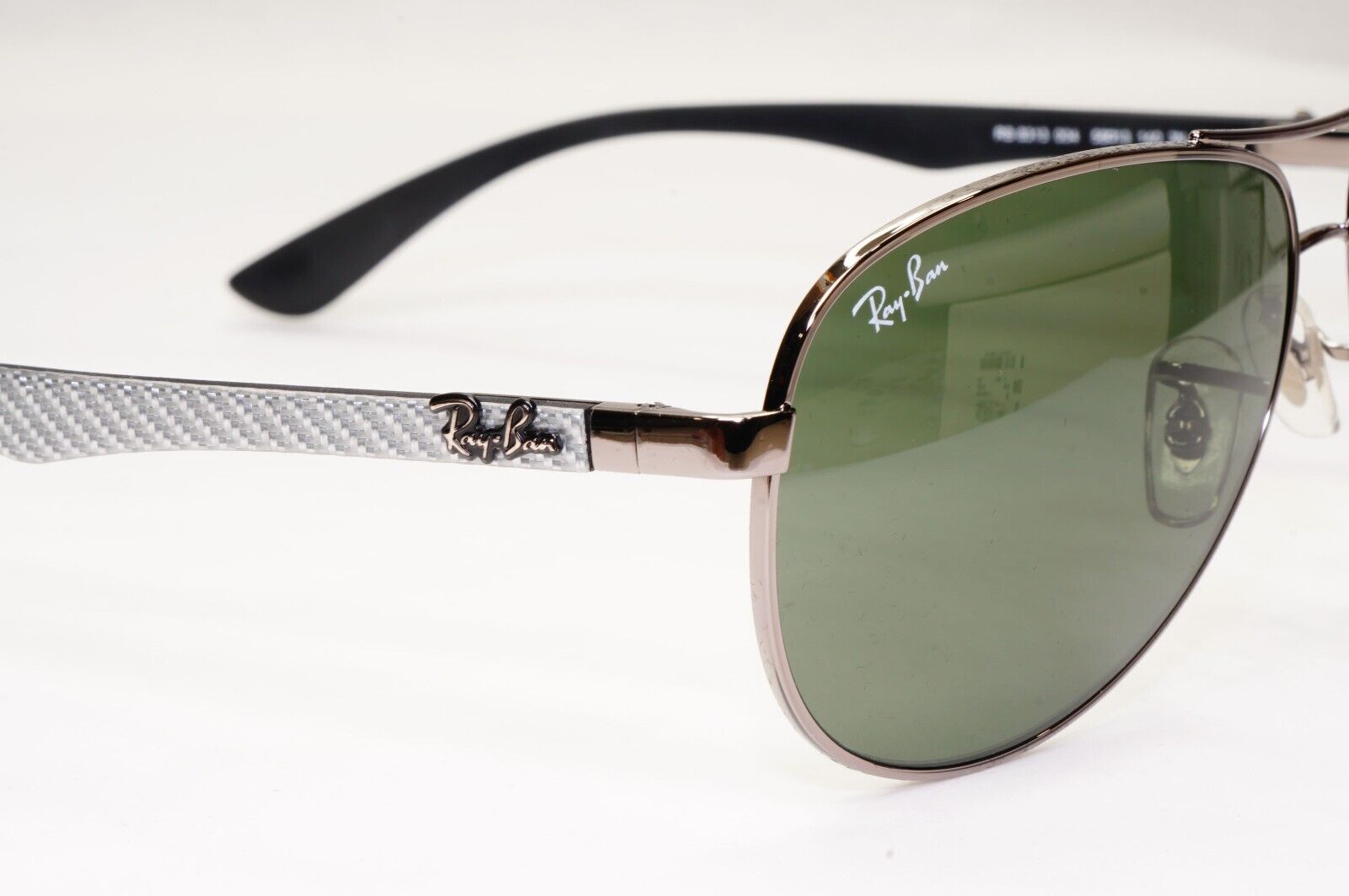Ray-Ban Sunglasses Carbon Fibre 2013 Pilot Aviator Grey Silver Green RB 8313 004