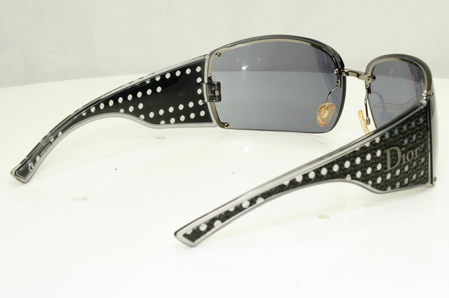 Dior Quadrille Black Large Sunglasses Womens Square Black Mesh Grey F QHOAP