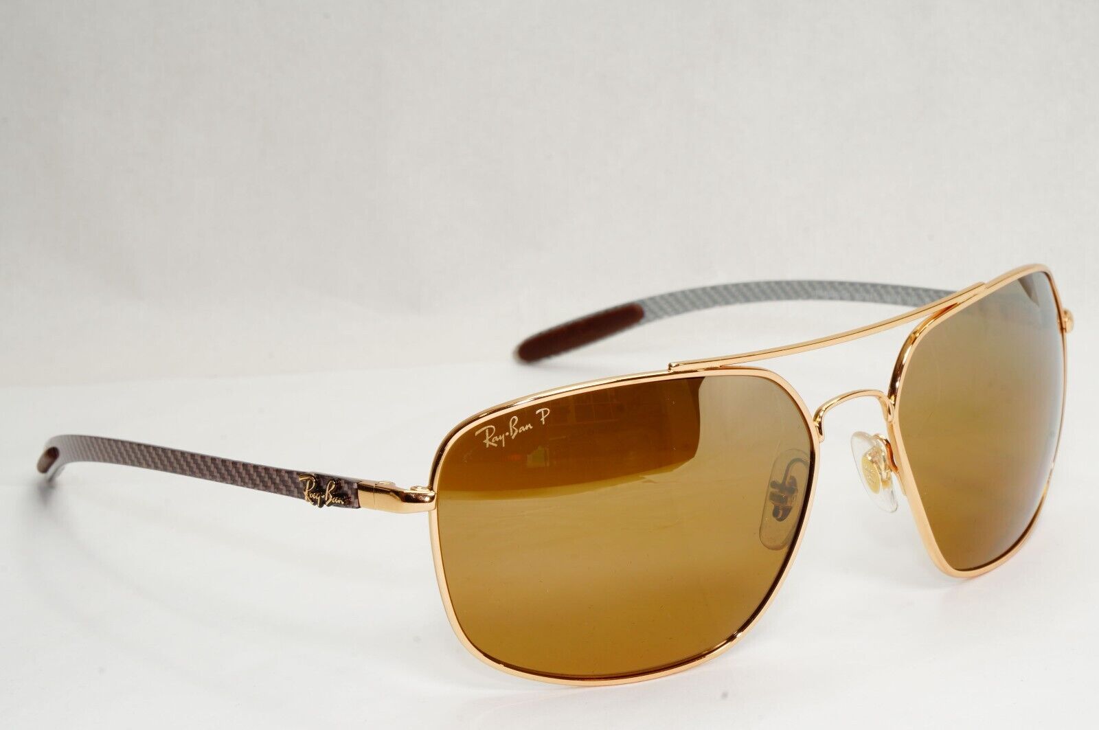 Ray-Ban Sunglasses Carbon Fibre Gold Chromance Polarized Brown RB 8332 CH 001/A3