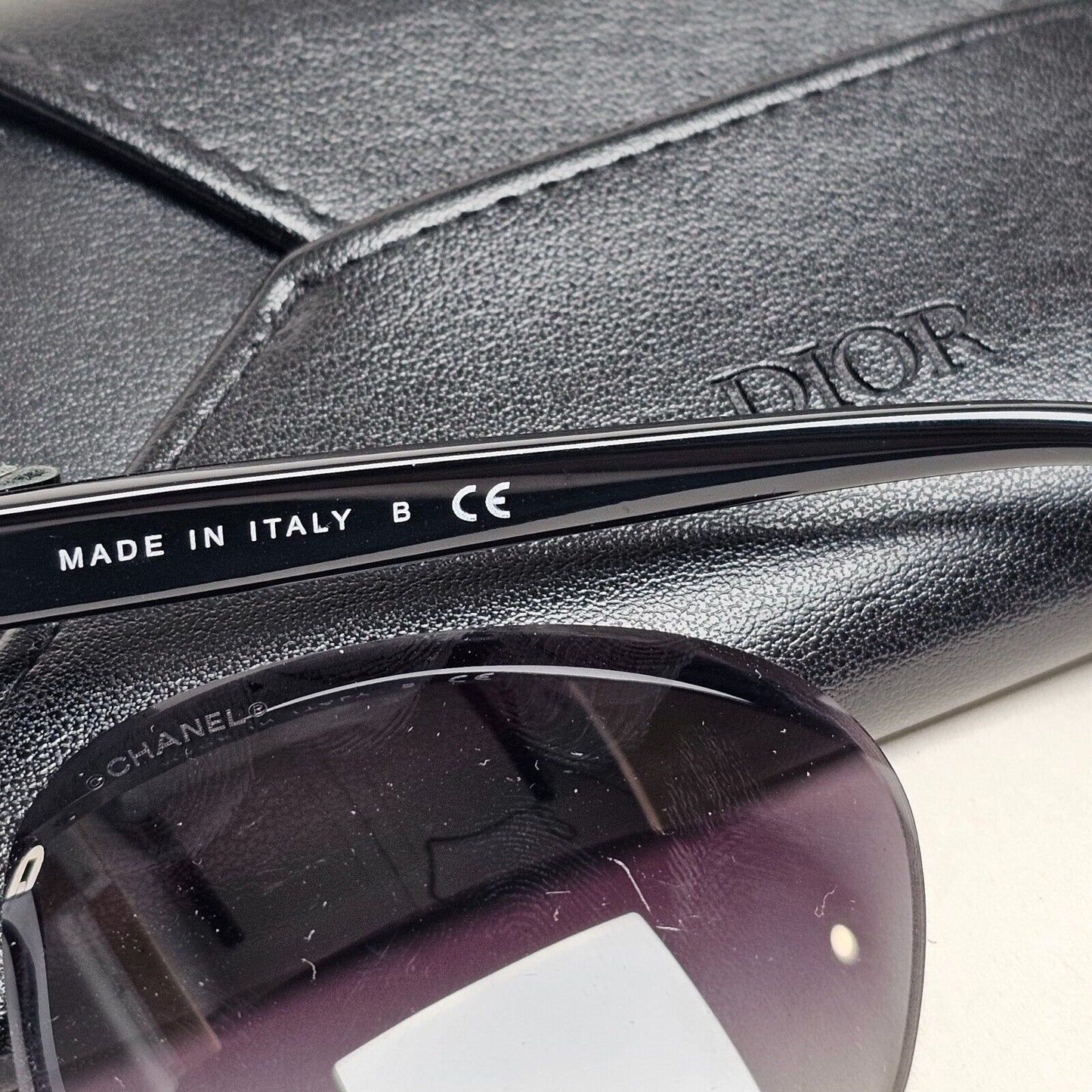 Chanel Sunglasses Leather Bow Black Glossy Square 5280-Q c501/S6 261124