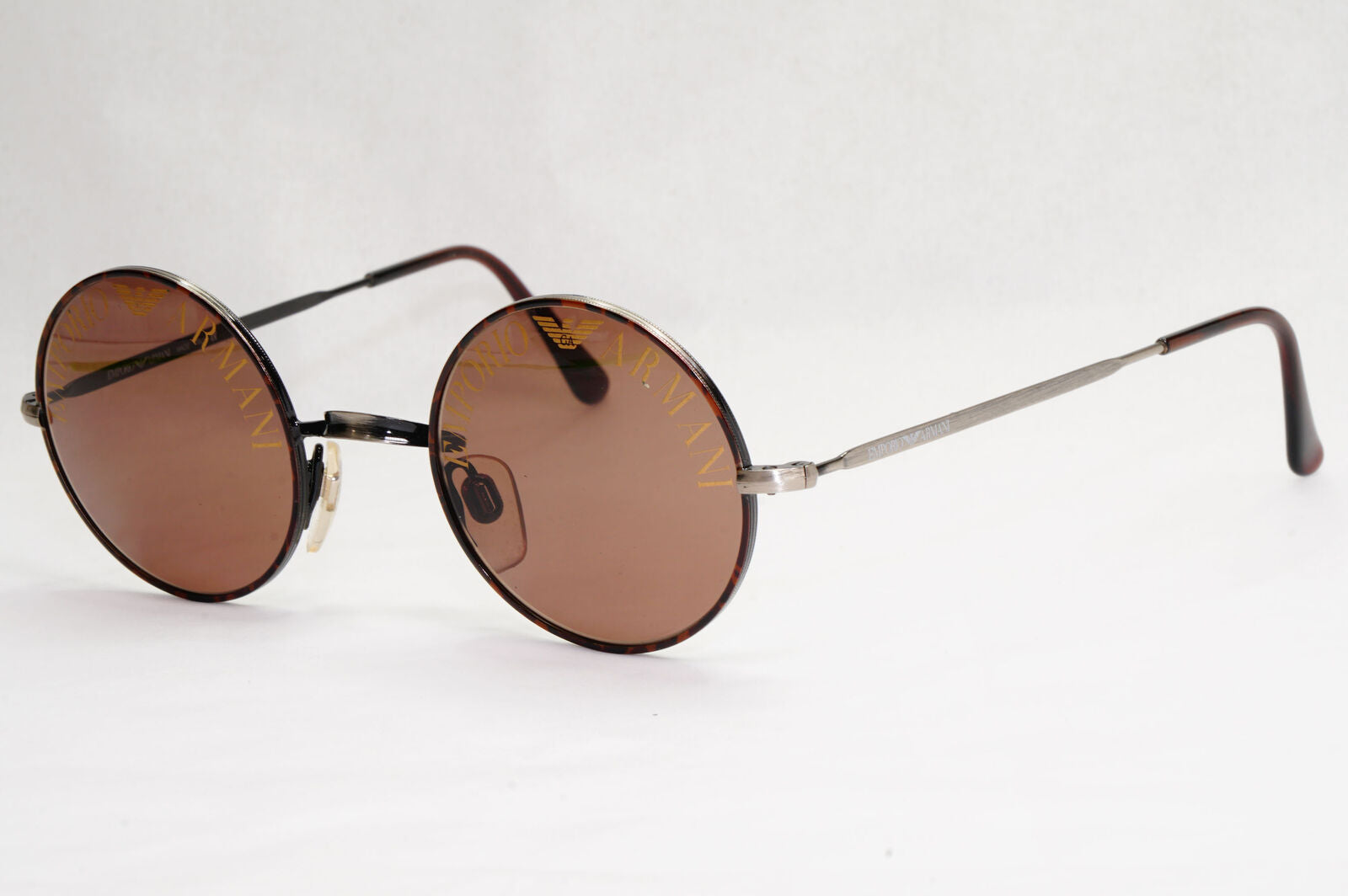 Emporio Armani 1997 Vintage Sunglasses Round Lens Print Brown 025-S 847 130124