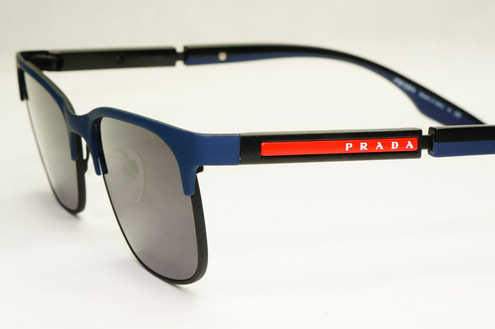 Prada Sunglasses Black Dark Blue Rubber Rectangle PS52NV VPS 52N 07P-1O1 53mm