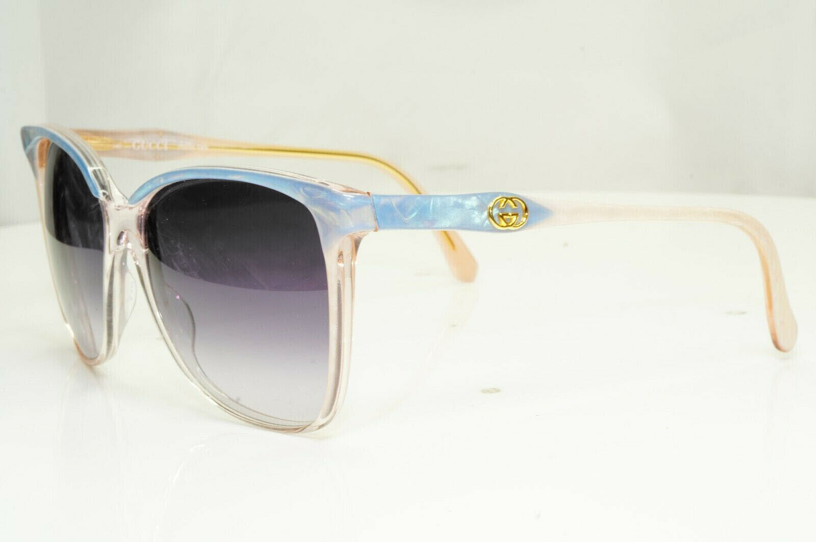 Gucci 1993 Vintage Sunglasses Blue Pearl Gold Grey Fade Womens GG 2106 62L 57mm