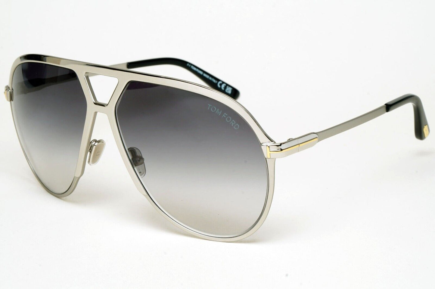 Tom Ford Sunglasses Xavier Silver Grey Gradient Large Pilot Metal TF 1060 16B
