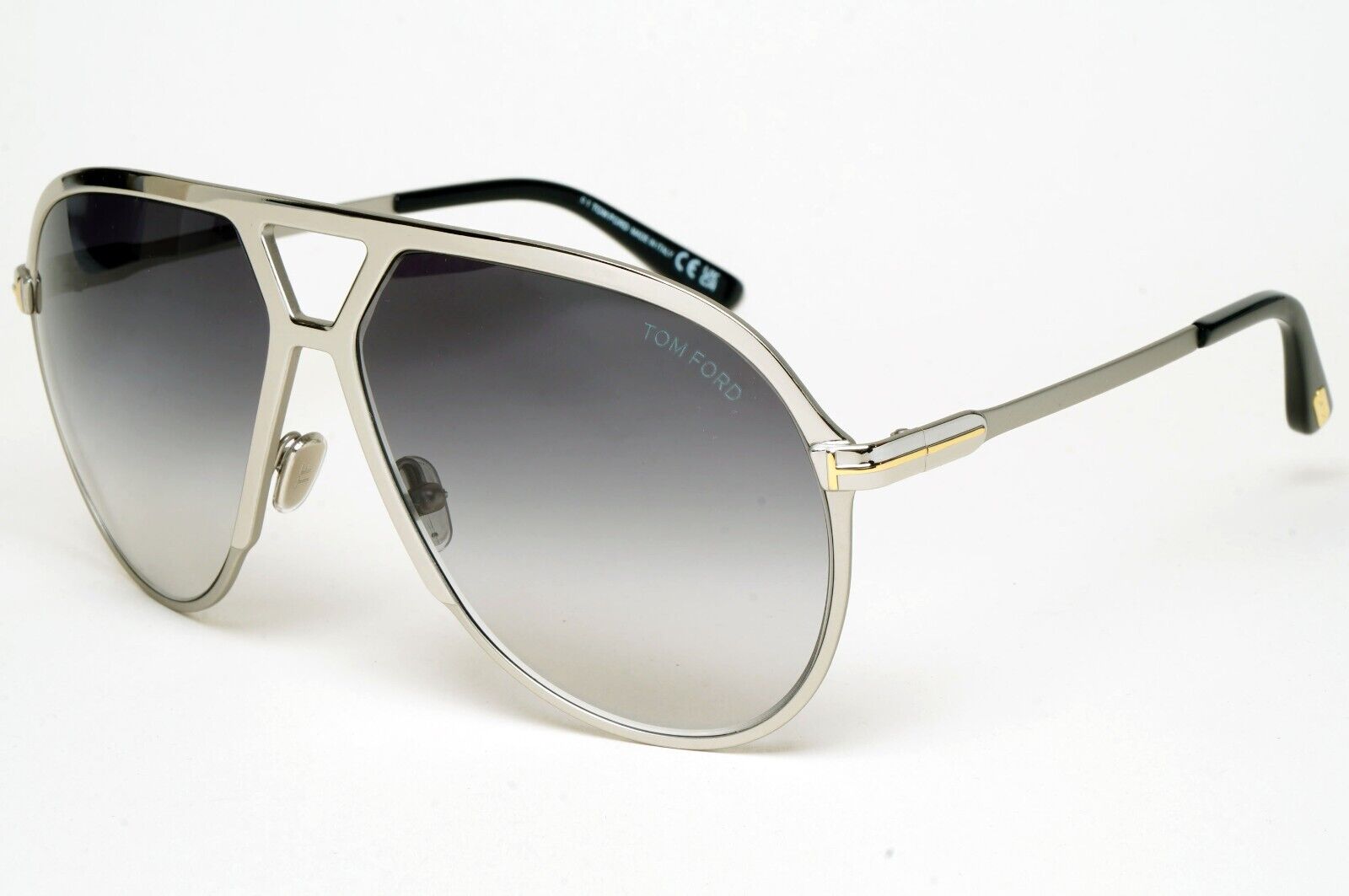 Tom Ford Sunglasses Xavier Silver Grey Gradient Large Pilot Metal TF 1060 16B