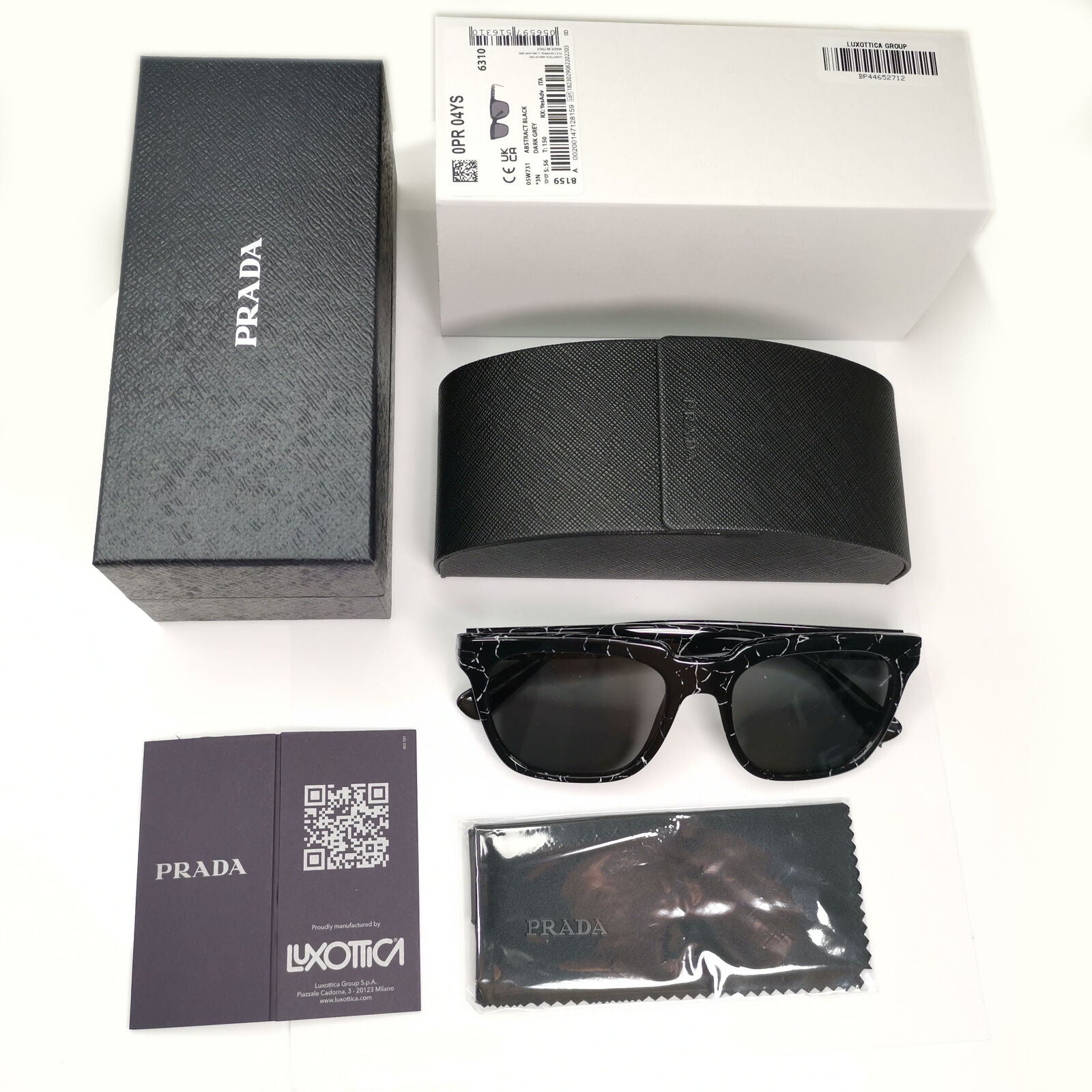 Prada Black Marble Sunglasses Lightning Mens Square PR04YS SPR 04Y 05W-731