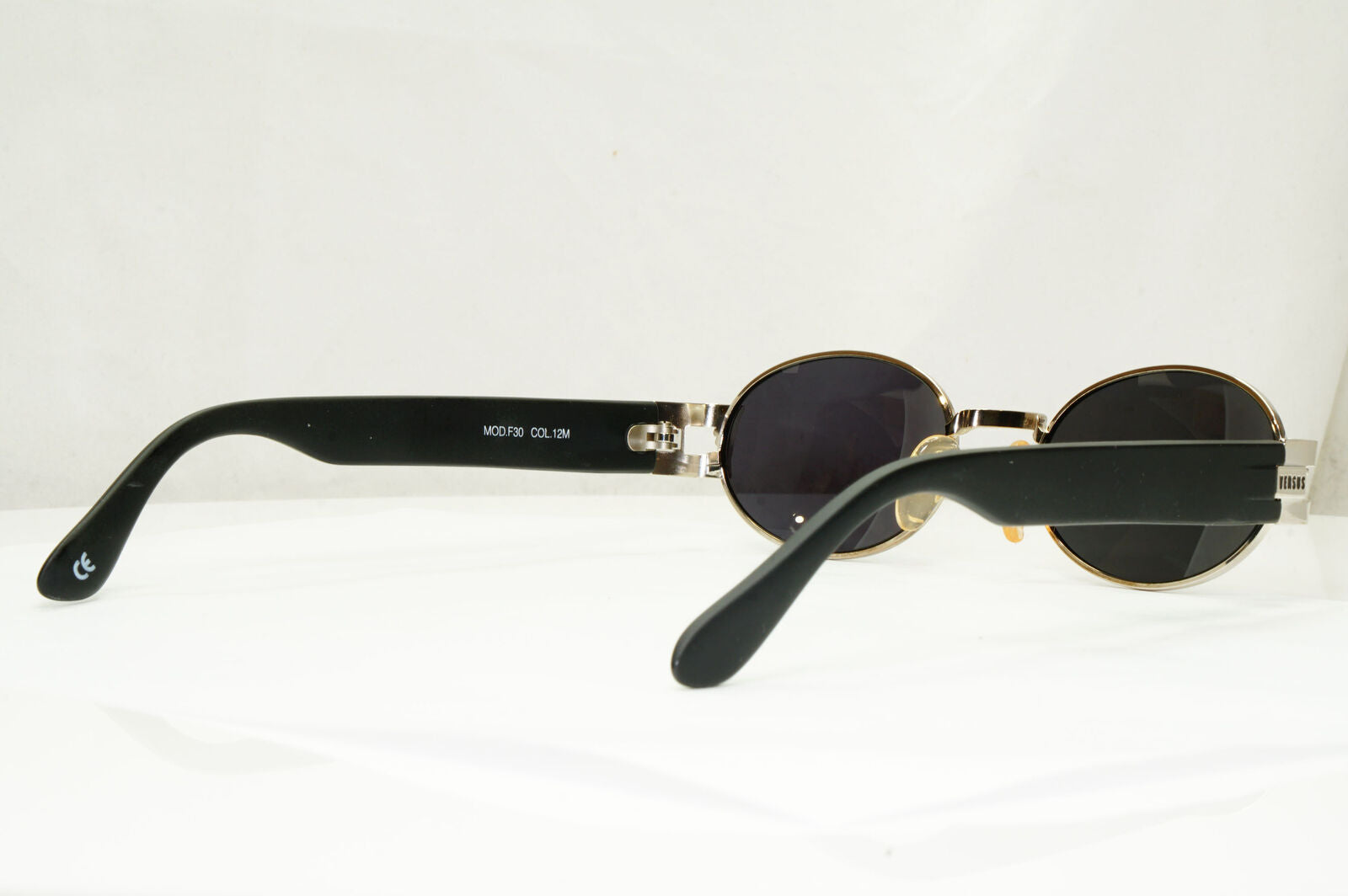 Versus 1996 by Gianni Versace Vintage Silver Black Sunglasses MOD F30 COL 12M