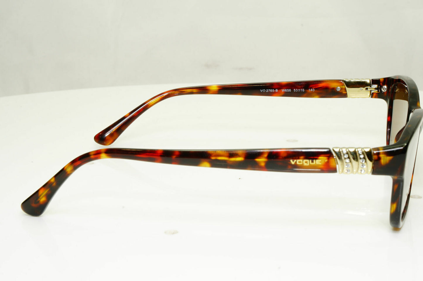 Vogue Tortoiseshell Brown Sunglasses Crystal Gold Rectangle 2765 W656 33498