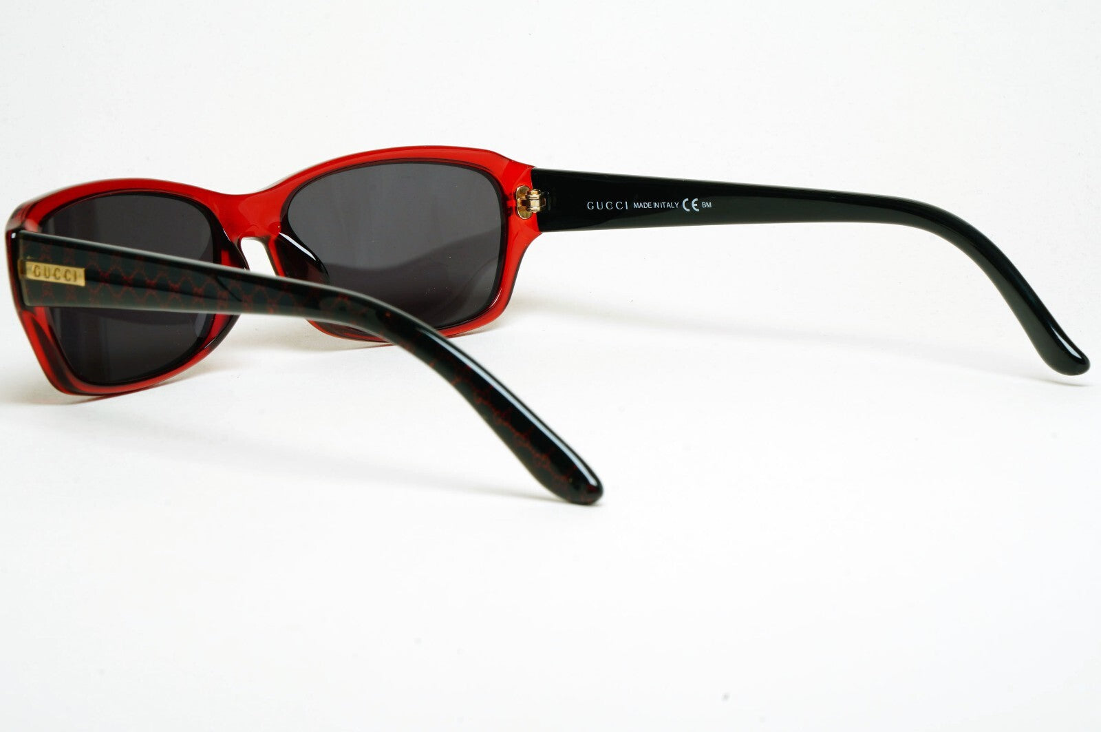 Gucci Sunglasses 2007 Vintage Black Red Monogram Rectangle GG 3601/F WH3