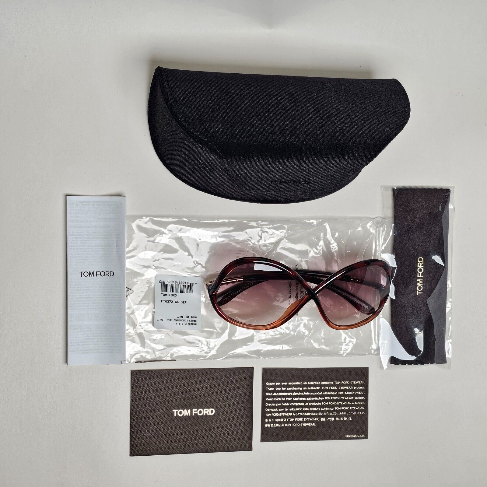Tom Ford Sunglasses Ivanna Tortoise Brown Gradient Square FT0372 TF 372 52F
