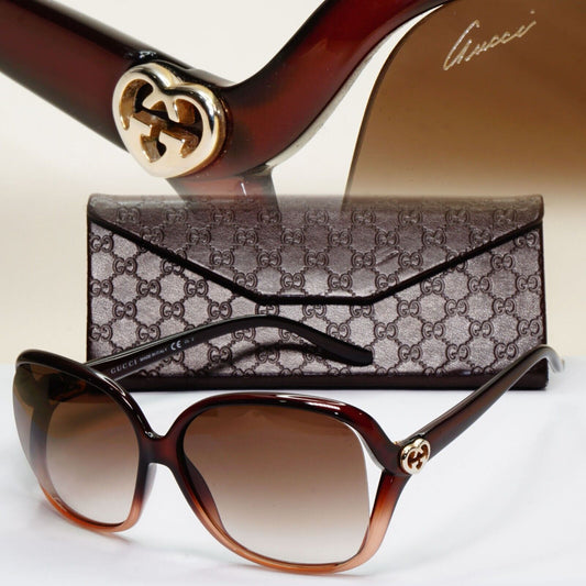 Gucci Sunglasses 2011 Vintage Gold Heart Brown Square GG 3500/S WNQ02 041124