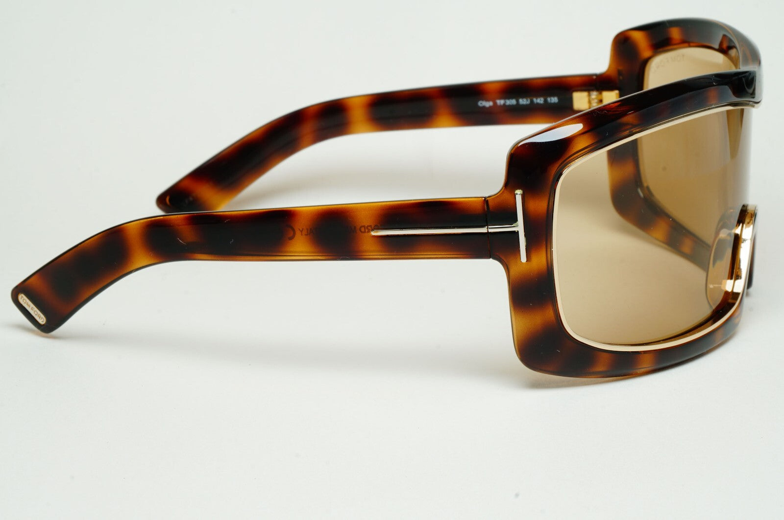 Tom Ford Sunglasses Olga Sunglasses Shield Ski Large Brown Tortoise TF 305 52J