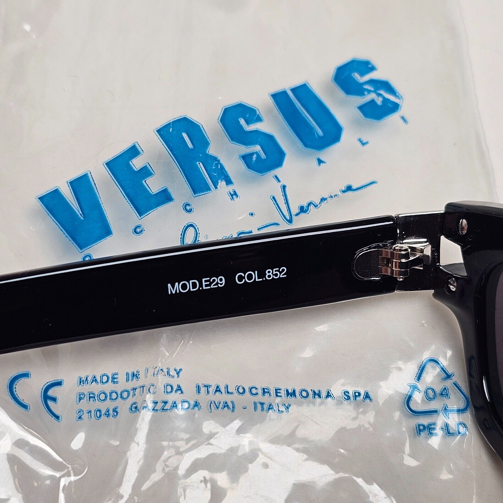 Versus Sunglasses 1996 by Gianni Versace Vintage Black Silver MOD E29 COL 852