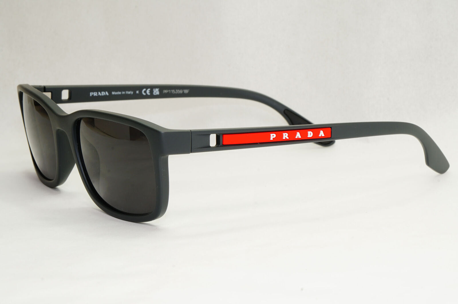 Prada Sunglasses Grey Rubber Matte Square Black PS09OV VPS 09O UFK-1O1 55mm