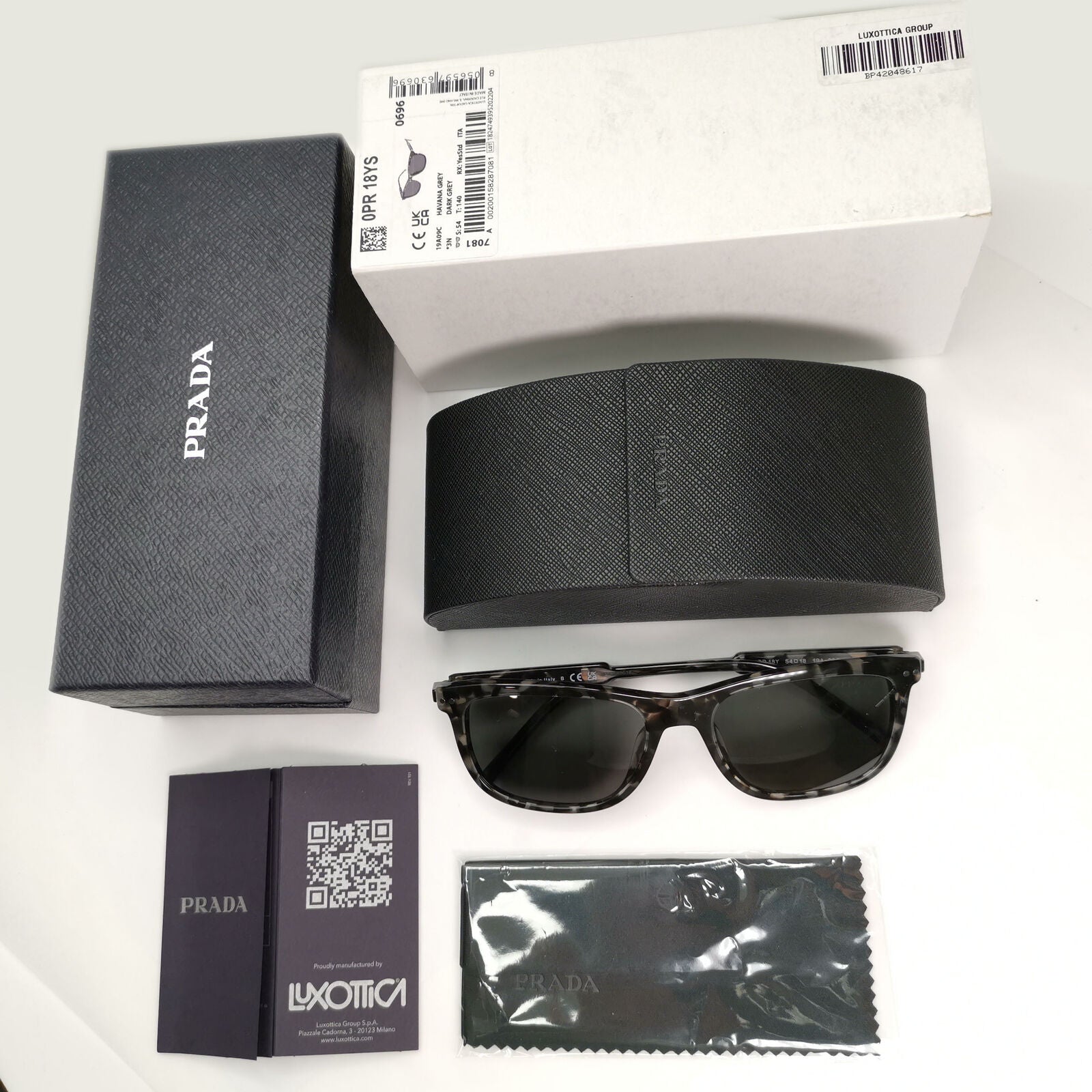 Prada Sunglasses Glass Lens Grey Tortoiseshell Havana PR18YS SPR 18Y 19A-09C