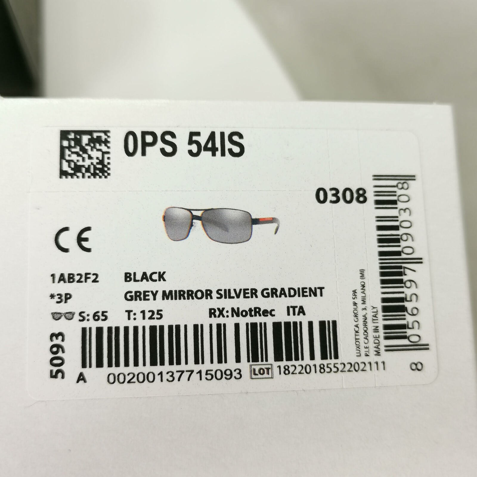Prada Sunglasses Polarized Black Silver Mirror Navigator PS54IS SPS 54I 1AB-2F2