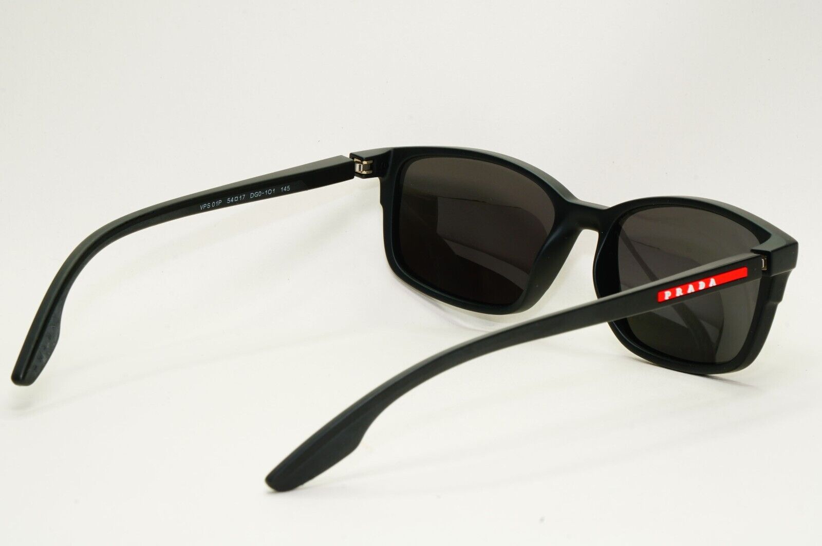 Prada Sunglasses Black Matte Rubber Square PS01PV VPS 01P DG0-1O1 54mm
