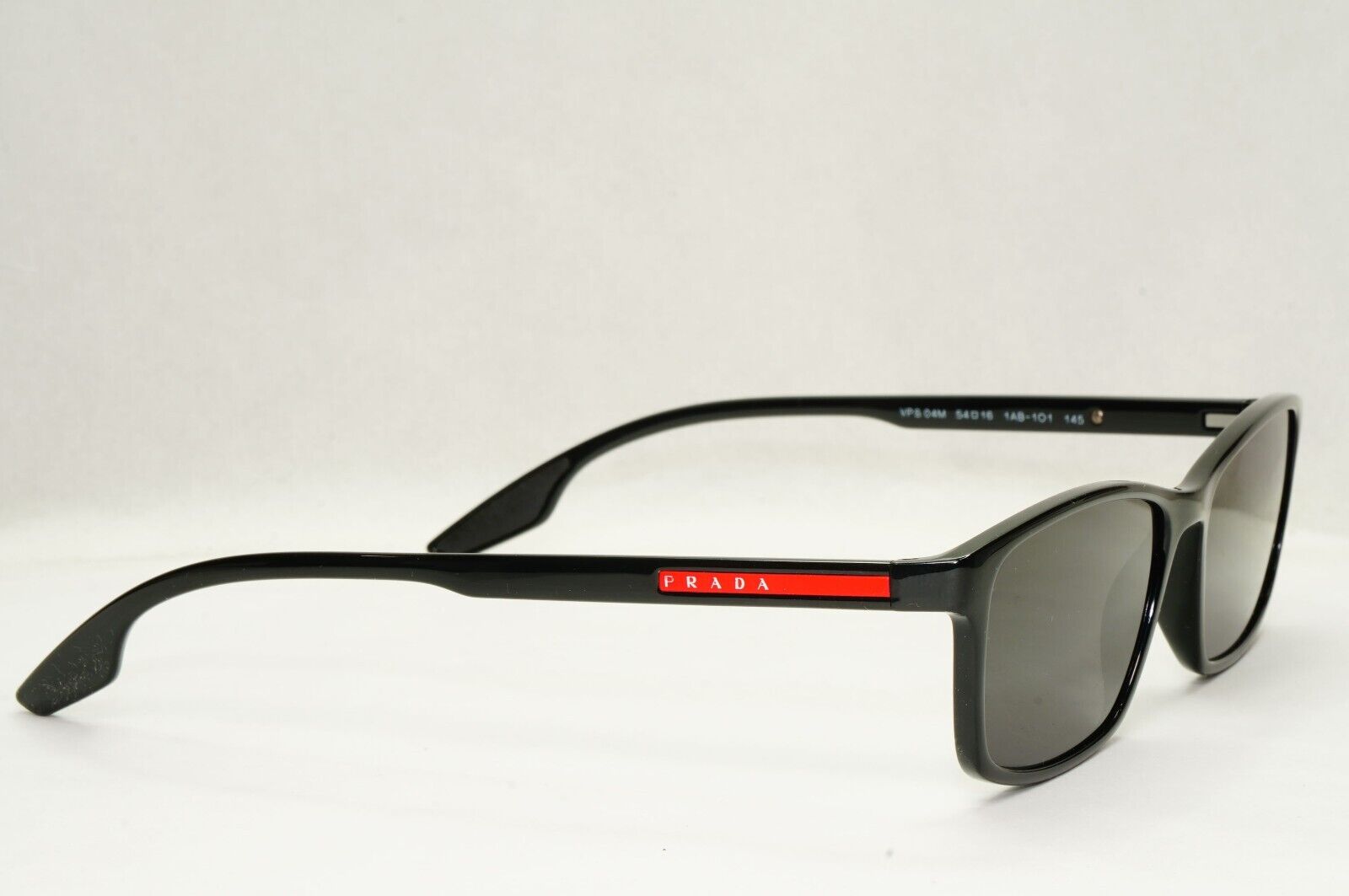 Prada Sunglasses Black Rectangle Square Glossy PS04MV VPS 04M 1AB-1O1 54mm