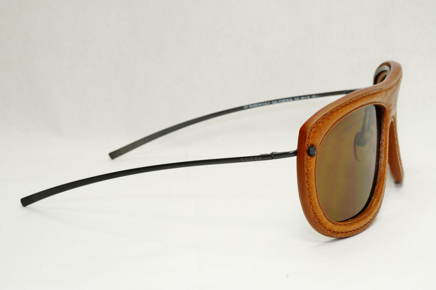 Gucci Sunglasses 1999 Vintage Rare Leather Brown Pilot GG 1736/N/S 7N7 130224
