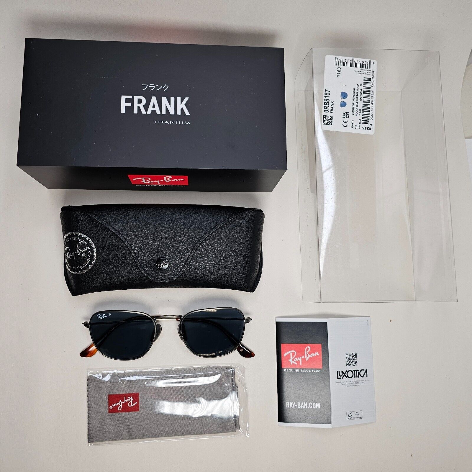 Ray-Ban Sunglasses Frank Titanium Polarised Blue Gunmetal RB 8157 9208/T0 51mm