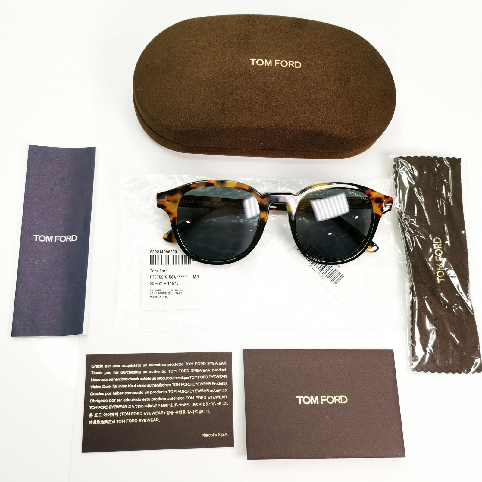 Tom Ford Jameson Sunglasses Havana Brown Grey Square Tortoise TF 752 56A FT0752
