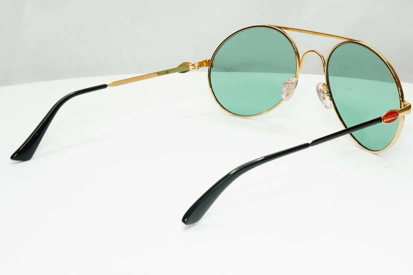 Bugatti 1980s France Sunglasses Vintage Pilot Gold Black Red Green Metal 261022