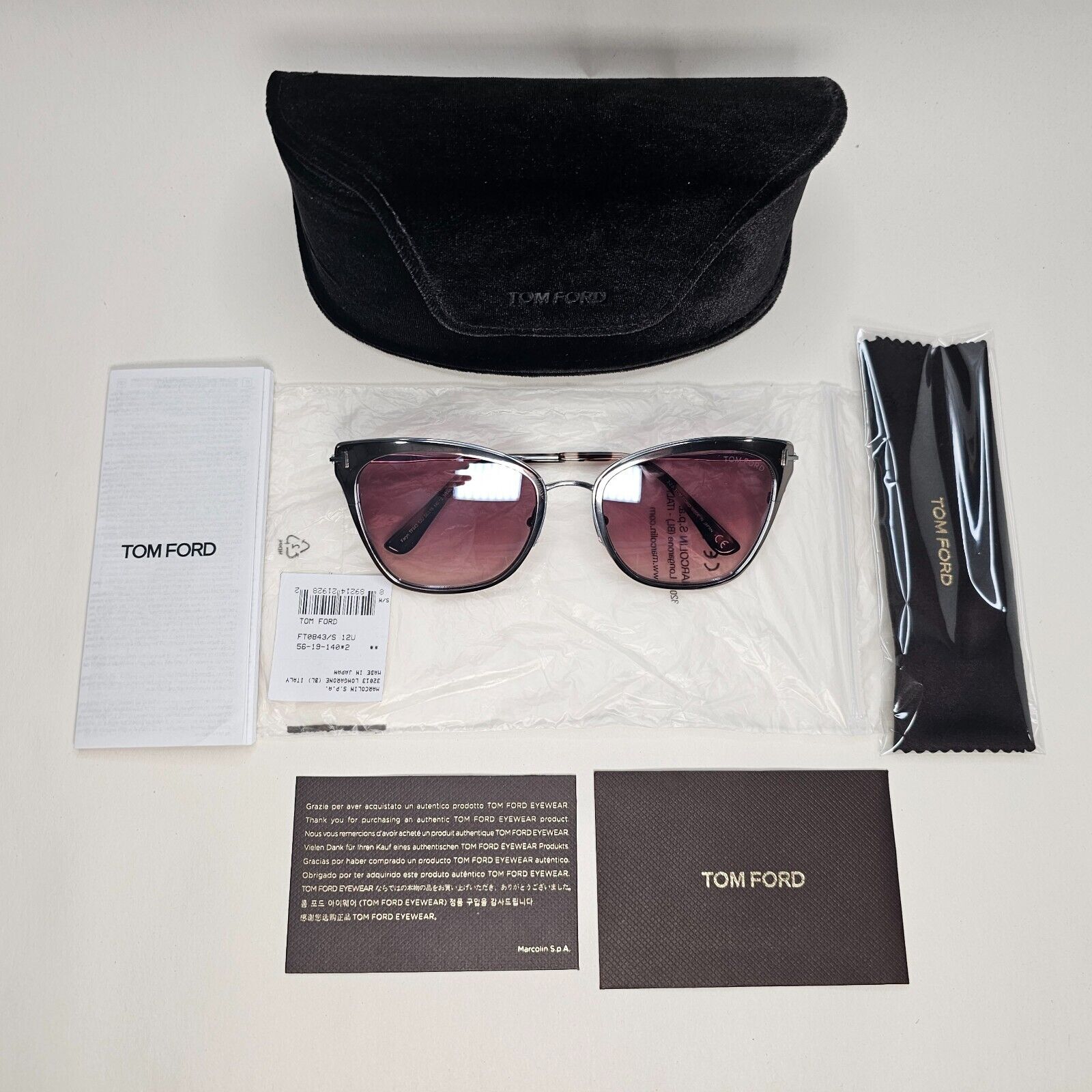Tom Ford Sunglasses Faryn Titanium Ruthenium Bordeaux Red FT0843 TF 843 12U