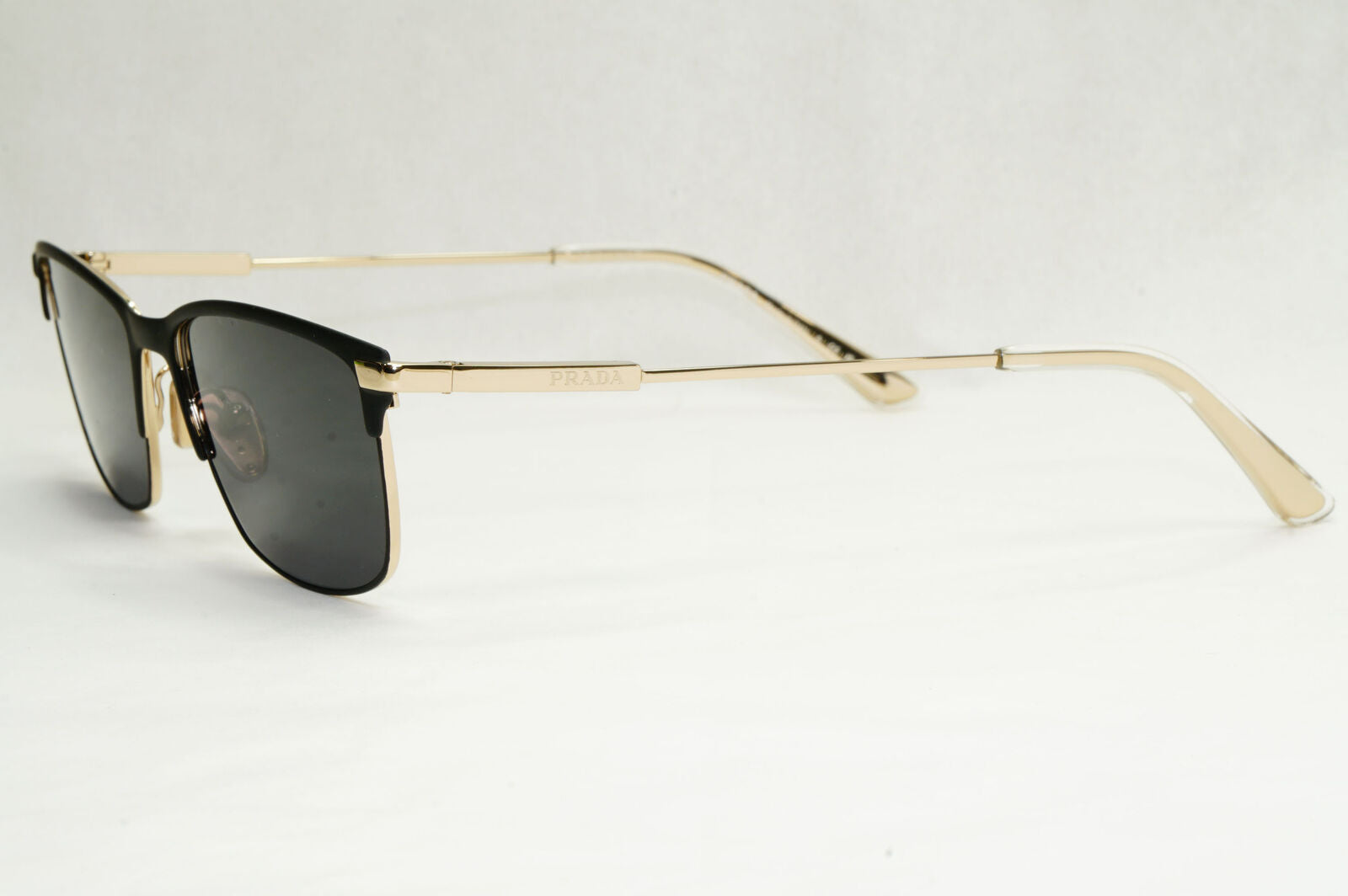 Prada Sunglasses Gold Black Metal Rectangle PR55ZV VPR 55Z 1BO-1O1 55mm