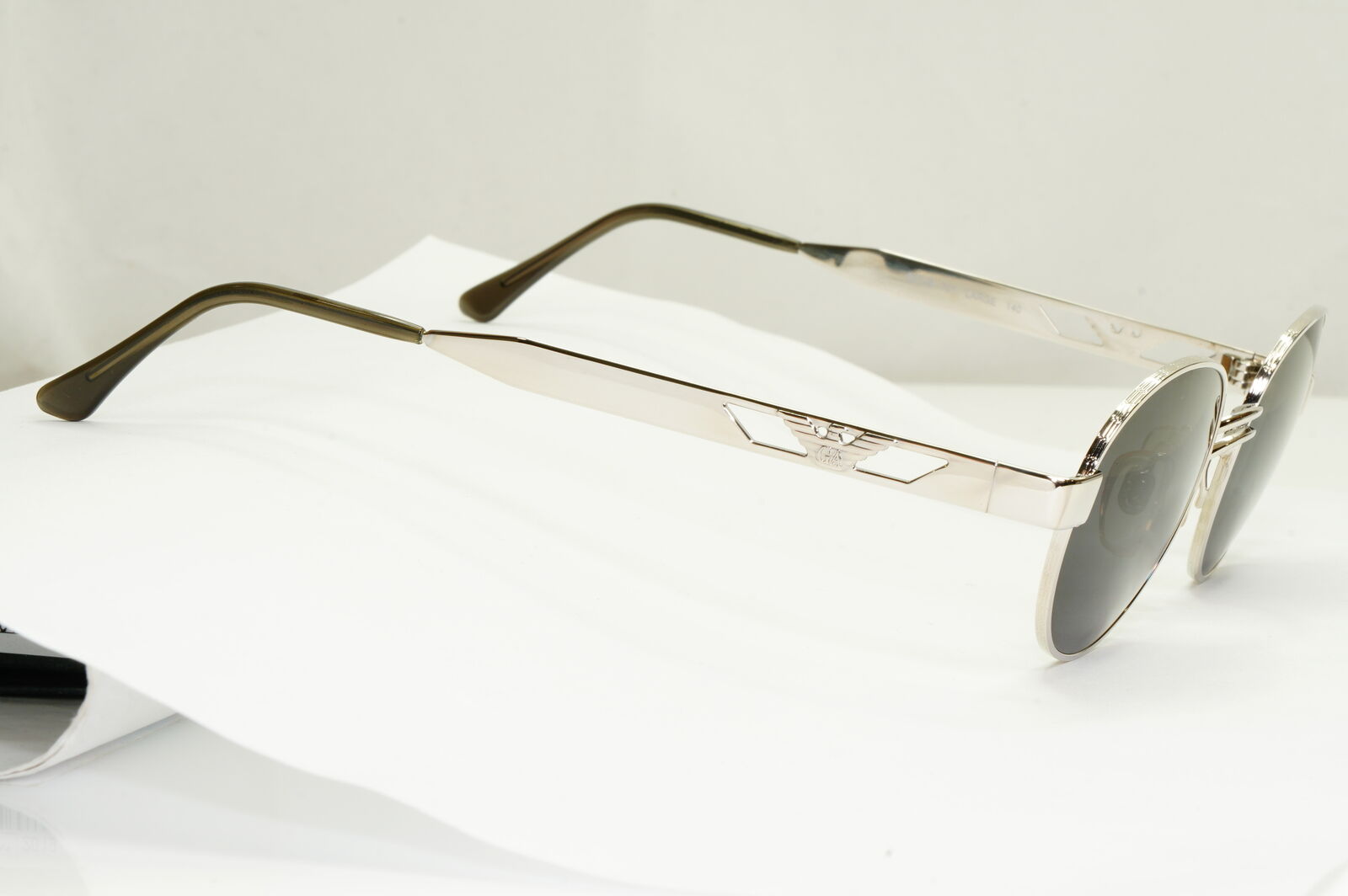 Emporio Armani Sunglasses 1997 Vintage Silver Round Black Eagle Metal 023-S 707